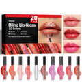 Dmsky Bling Lip Gloss Set,10 Colors High Shine Lip Gloss Pack Non-Sticky Pink Glitter Long Lasting Moisturizing,Multi Fruit Flavors Glitter Makeup For Women,20 Pack