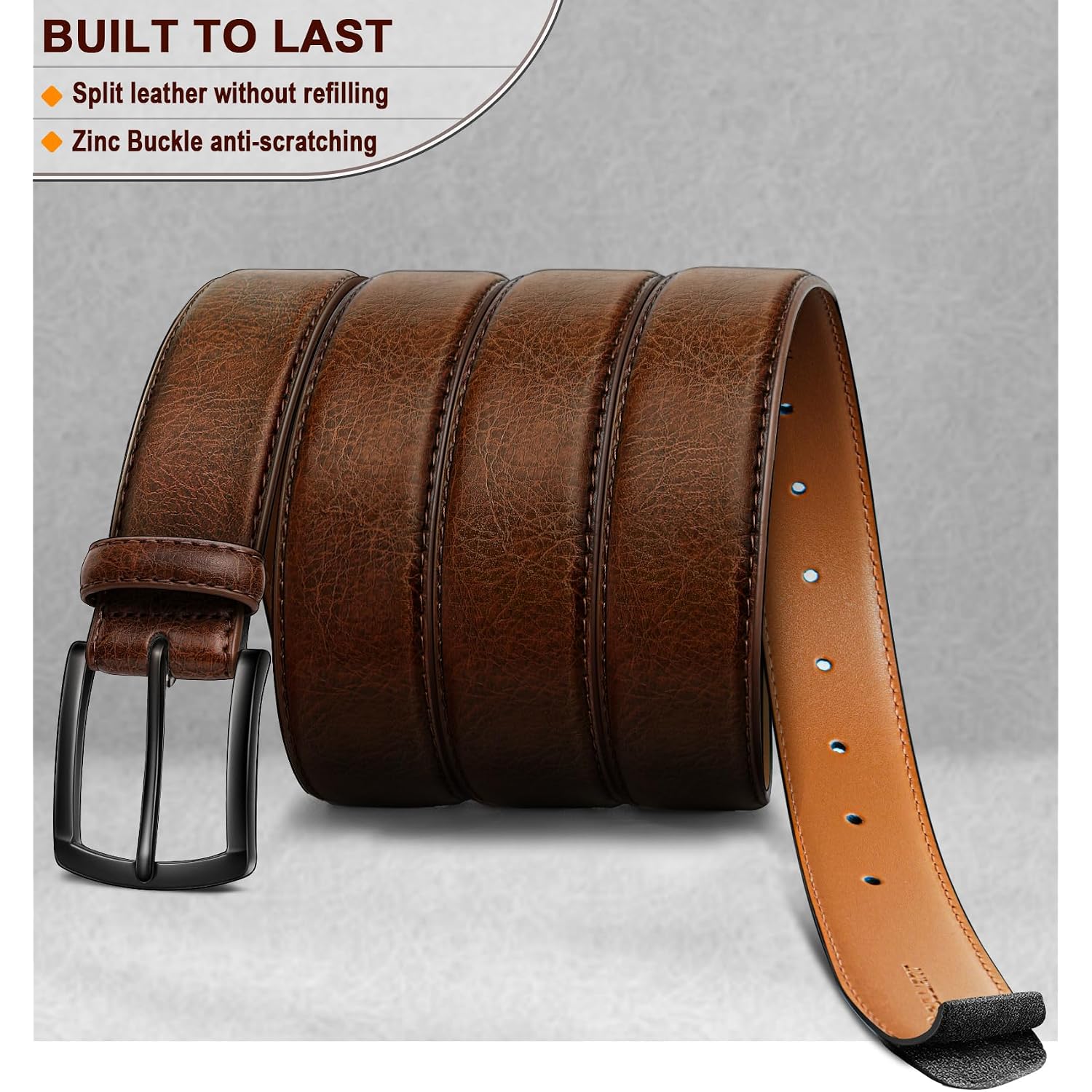 Men Belt-Genuine Leather Belt For Men Dress Casual Golf Jeans 1 3/8"