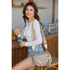 Spacious Checkered Nylon Crossbody Bag Bum Bag Checkered Handbags Wallets With Personalized Chain For Women
