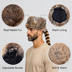 Real Raccoon Hat with Tail for Men Women Rabbit Fur Davey Crockett Coonskin Hat Russian Ushanka Fur Hats