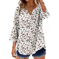 Button Down Shirts for Women 3/4 Length Sleeve Tops V Neck Blouses Business Casual Outfits Loose Fit