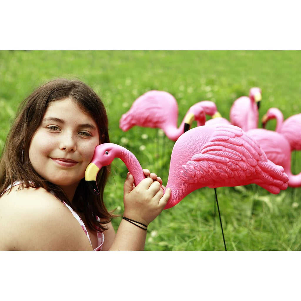 Pink Flamingos Yard Decorations - 2 Pack Extra Large 24" Tall Plastic Flamingo Statue W/Metal Stakes - Lawn Ornaments & Garden Decor For Outdoor Parties