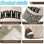 Womens Trucker Hat|Best Mom Ever Embroidery Adjustable Hat for Women from Daughter Son Beige/Leopard Print3