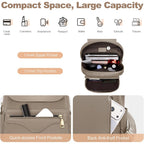 Backpack Purse For Women, Causal Backpack With Built-In Rfid Wallet & 11" Tablet Sleeve, Stylish Travel Daypack For Daily Khaki