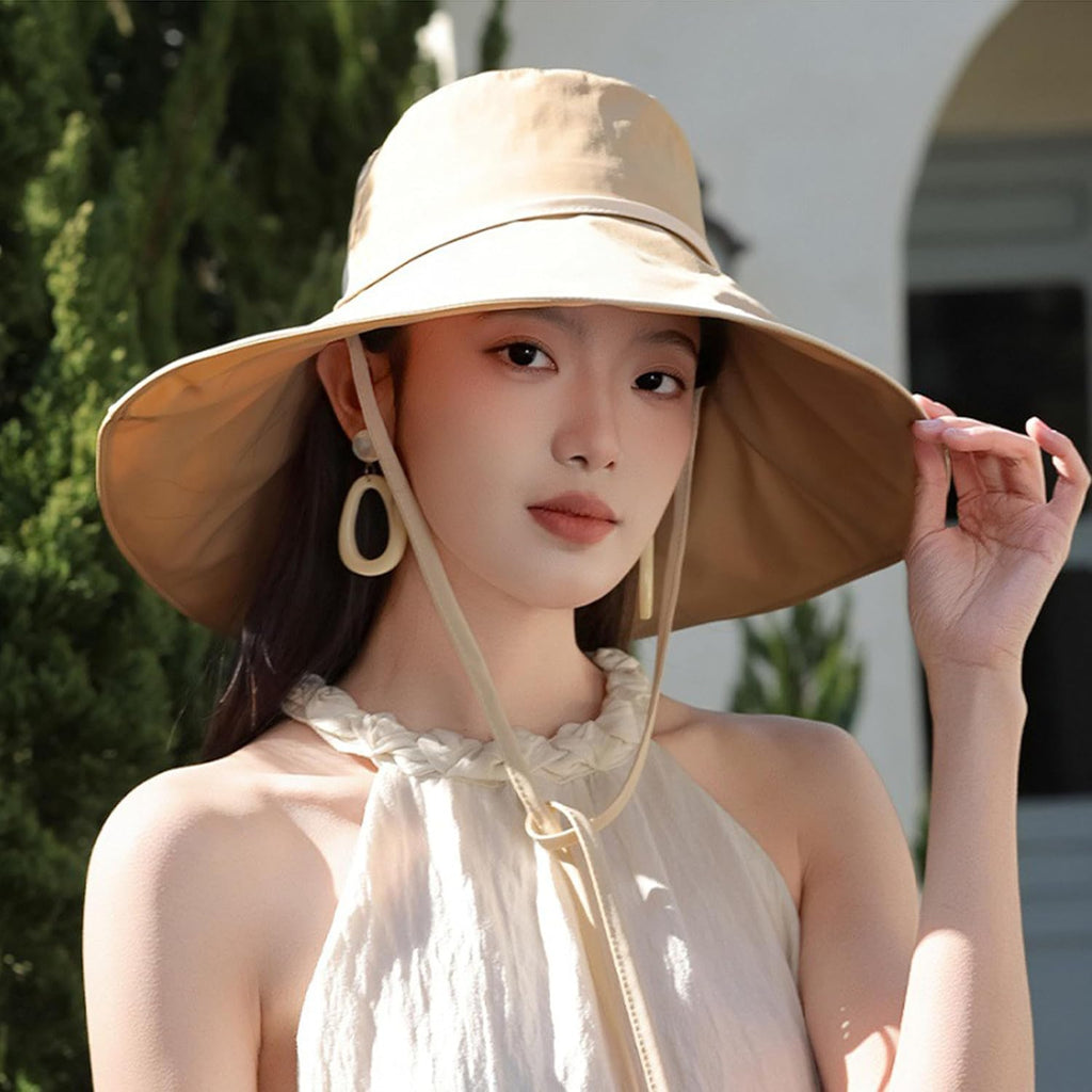Women's Outdoor UV-Protection-Foldable Sun-Hats Wide-Brim Beach Fishing Hat