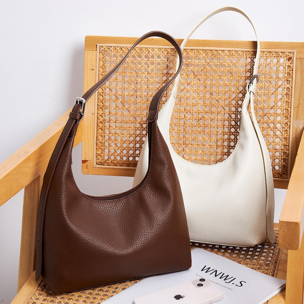 KALIDI Crescent Tote Bag, Women Underarm Handbag Vegan Leather Zipper Shoulder Purse Hobo for Evening Shopping Casual