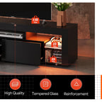 Wlive 63 Inch Tv Stand For 55/65/70 Inch Tvs, Modern Entertainment Center With 20 Led Lights & 2 Large Storage Drawers, Media Console Table, Gaming Television Stands For Living Room, Bedroom, Black