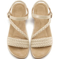 Aomigoct Dressy Womens Sandals Summer: Comfortable Strappy Flats Sandals Women - Casual Walking Woman Shoes