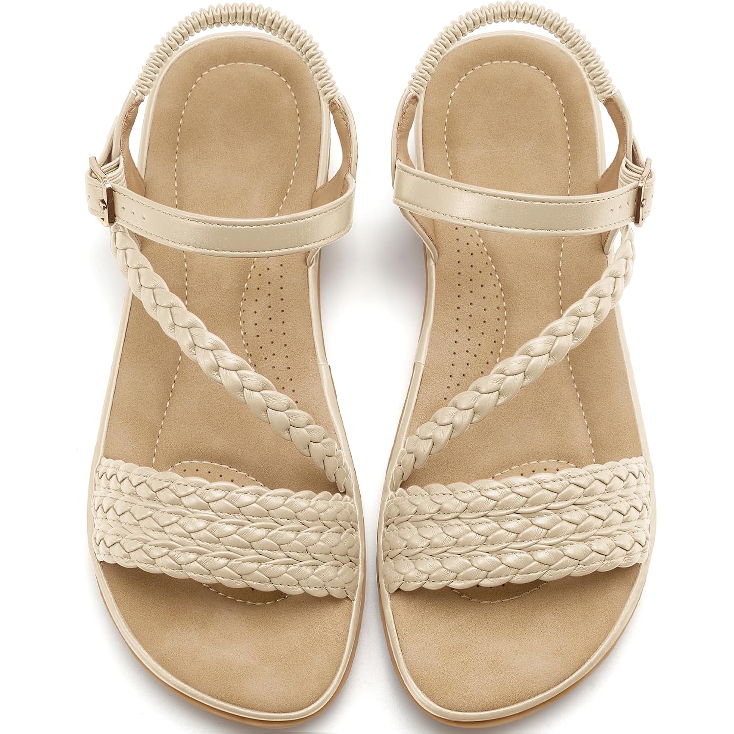 Aomigoct Dressy Womens Sandals Summer: Comfortable Strappy Flats Sandals Women - Casual Walking Woman Shoes