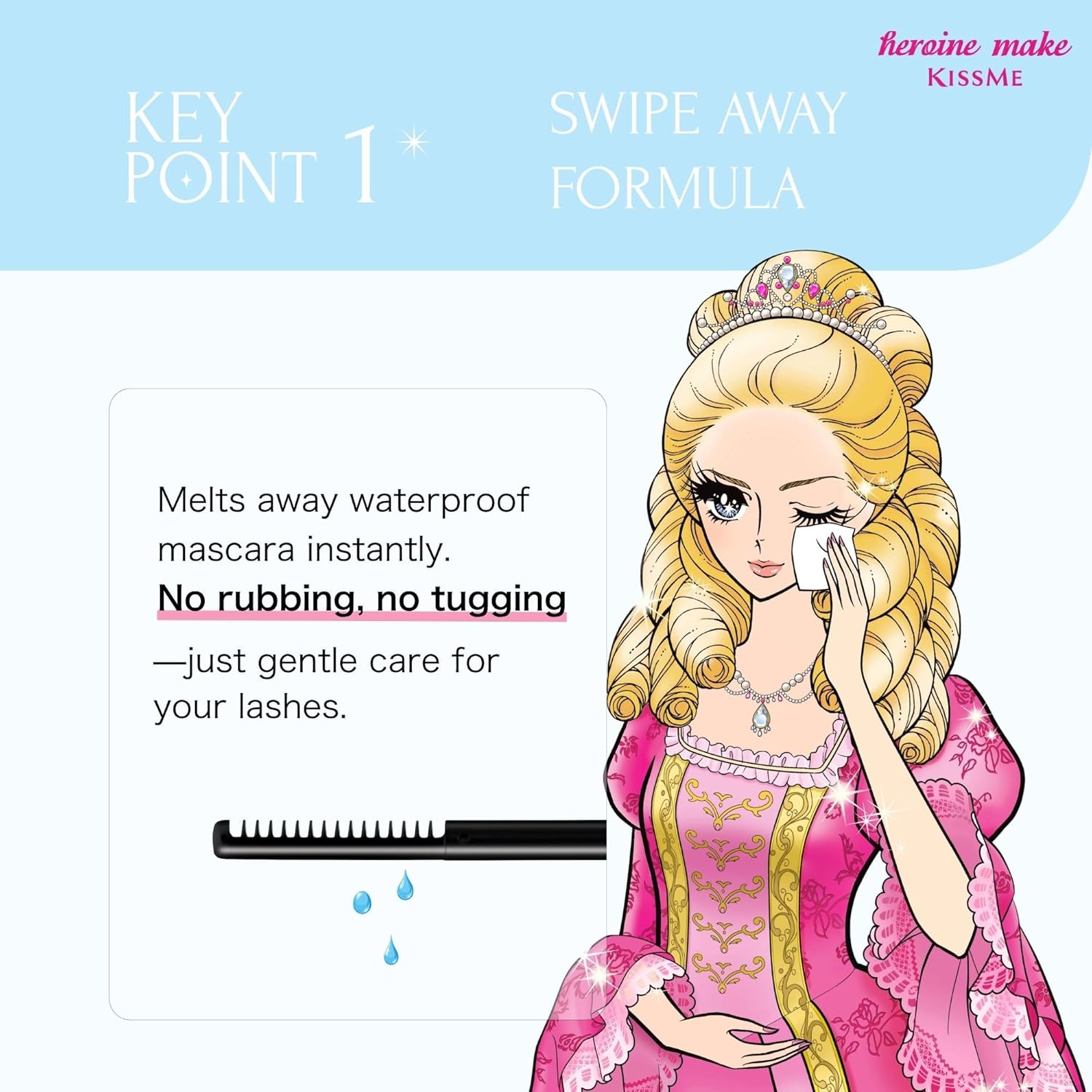 Heroine Make by KissMe Mascara Remover | Waterproof Makeup Remover Wand | Gentle Eye Makeup Solution for Sensitive Eyes | Travel Size for Waterproof Makeup | Made in Japan