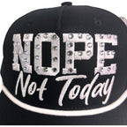 Women Rhinestone Trucker Hat Vintage Style Adjustable Mesh Back – Faith, Super Mom, Queen, Bad Hair Day and More. Gift Ideas Nope Not Today Black