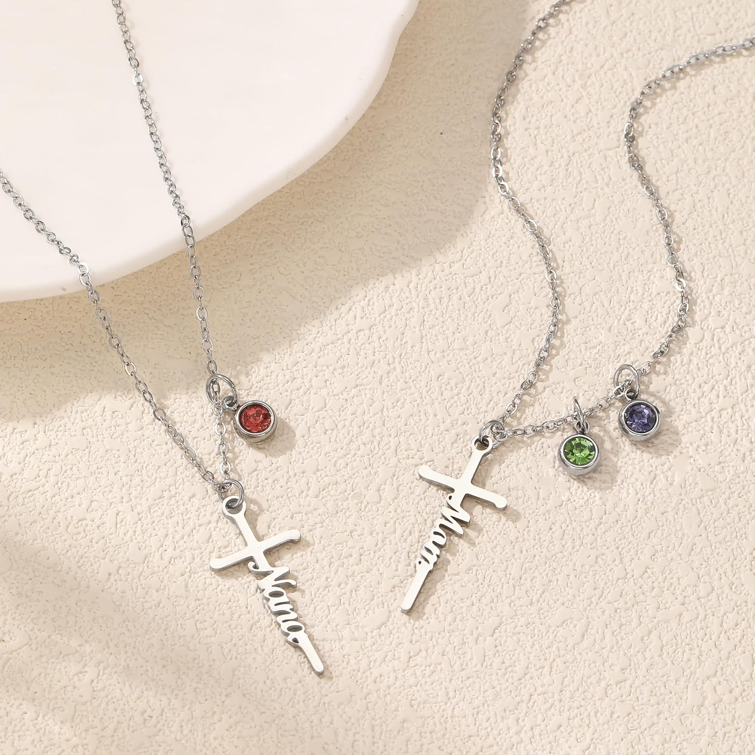 Mothers Day Gifts for Mom, Faith Cross Pendant Necklace with Birthstone Religious Christian Jewelry Personalized Mothers Day Birthday Gifts for Women Mom Grandma