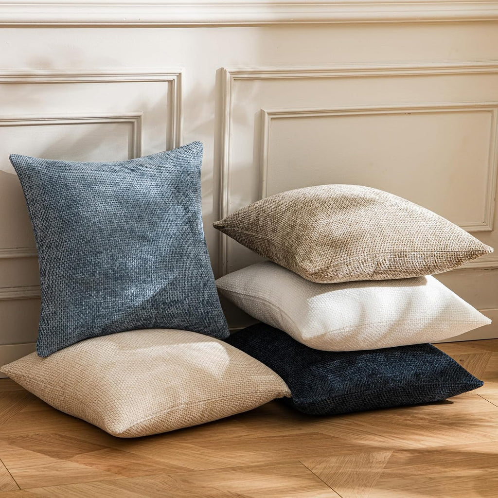 Blue Chenille Throw Pillow Covers 12X20 Inch Pack Of 2 Modern Decorative Throw Pillow Covers Farmhouse Cross Covers Modern Home Decor For Sofa Bedroom Living Room