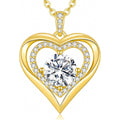 Mothers Day Gifts for Mom, Moissanite Heart Pendant Necklaces for Women, 925 Sterling Silver Necklace Engraved with 'I LOVE YOU', Ideal Anniversary Birthday Jewelry Gift for Women Wife Girlfriend Her