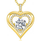 Mothers Day Gifts for Mom, Moissanite Heart Pendant Necklaces for Women, 925 Sterling Silver Necklace Engraved with 'I LOVE YOU', Ideal Anniversary Birthday Jewelry Gift for Women Wife Girlfriend Her