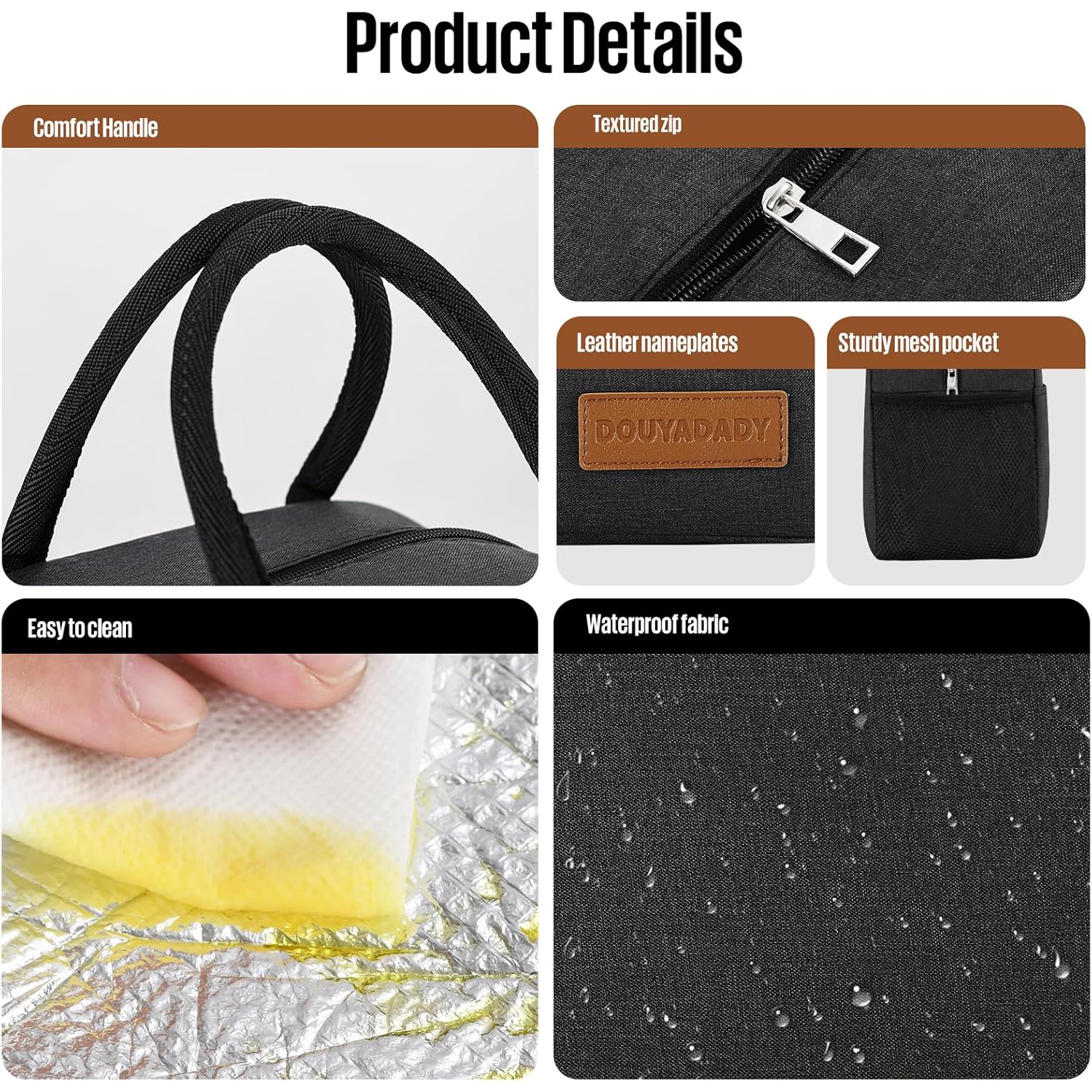 douyadady Lunch Bag Women/Men Lunch Box Women/Men (black)