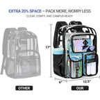 17 Inch Clear Backpack, Large Transparent Bookbag With Reinforced Straps For School College Work