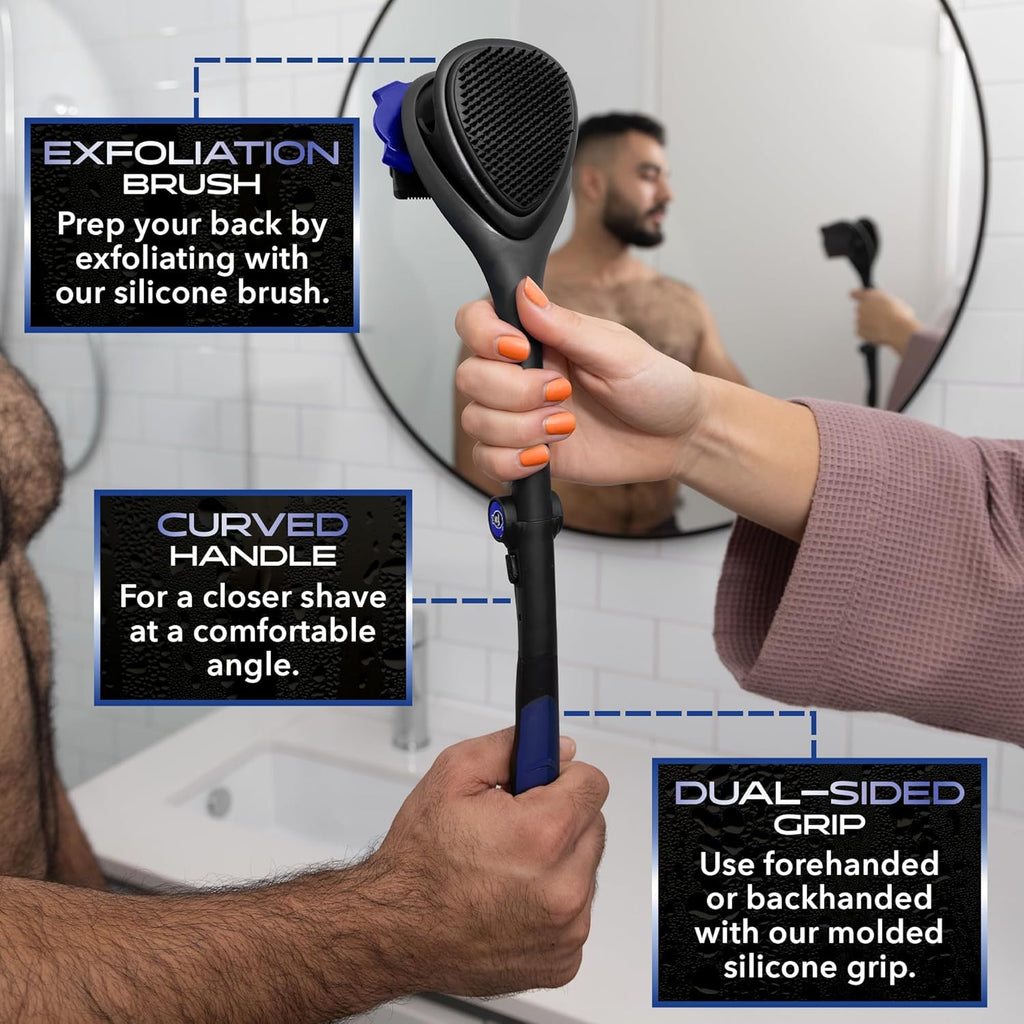 baKblade 3.0 Back Shaver – 23" Handle – Includes 3 Extra Blade Refills – Pain-Free Shave for Men