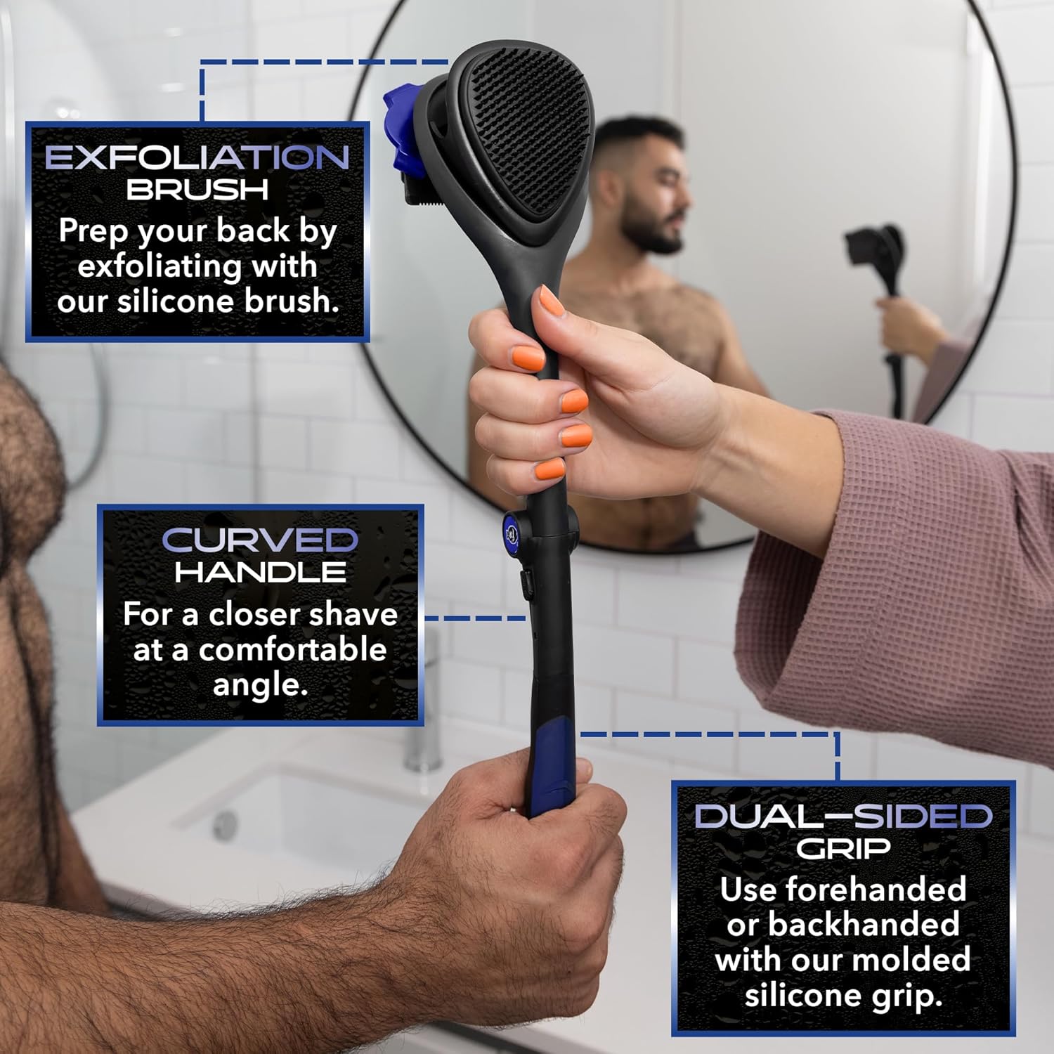 baKblade 3.0 Back Shaver – 23" Handle – Includes 3 Extra Blade Refills – Pain-Free Shave for Men