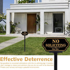 No Soliciting Sign For House With Stake - 50-Mil Thick Aluminum - 5X10 Inch/37 Inch High - Adjustable Height - Outdoor Yard Sign For Home And Front Door (A1512)