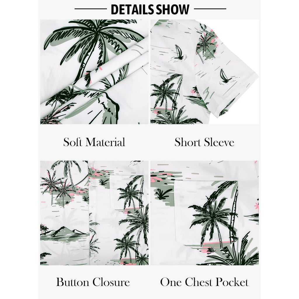 Comdecevis Men'S Hawaiian Floral Shirts Short Sleeve Button Down Tropical Summer Beach Shirts