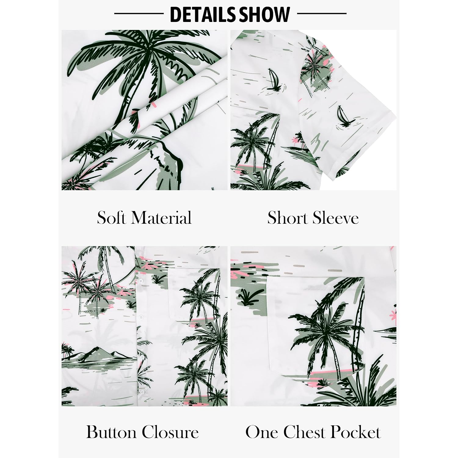 Comdecevis Men'S Hawaiian Floral Shirts Short Sleeve Button Down Tropical Summer Beach Shirts