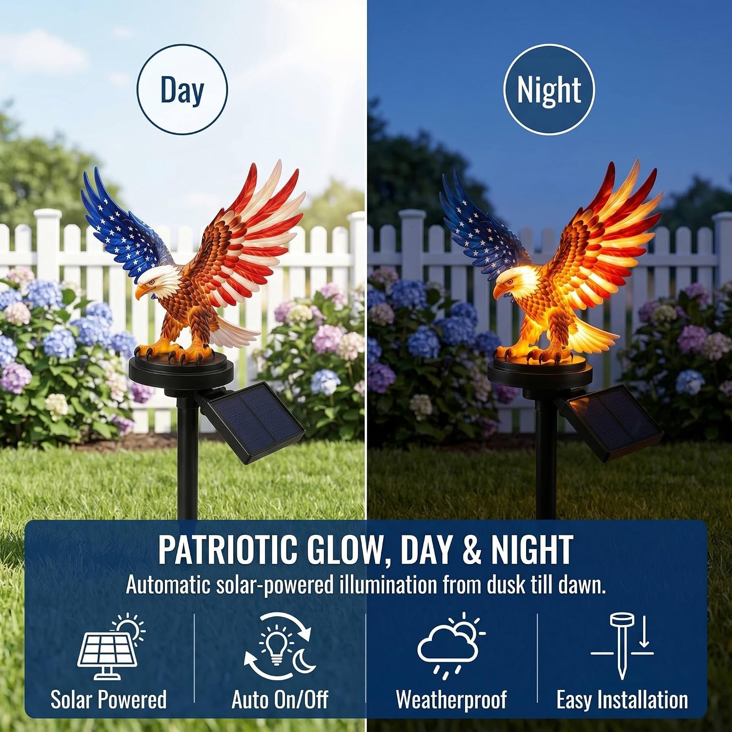 Solar Eagle Garden Light, 250Th Anniversary America Eagle Garden Stake For 4Th Of July Decorations Outdoor, Patriotic Solar Eagle Garden Stake For Independence Day, Memorial Day Yard Lawn Decor