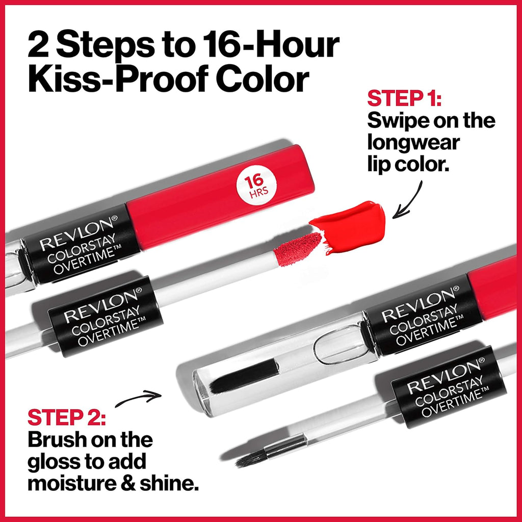 Revlon Liquid Lipstick with Clear Lip Gloss, ColorStay Overtime Lipcolor, Dual Ended with Vitamin E, 360 Endless Spice, 0.07 Oz