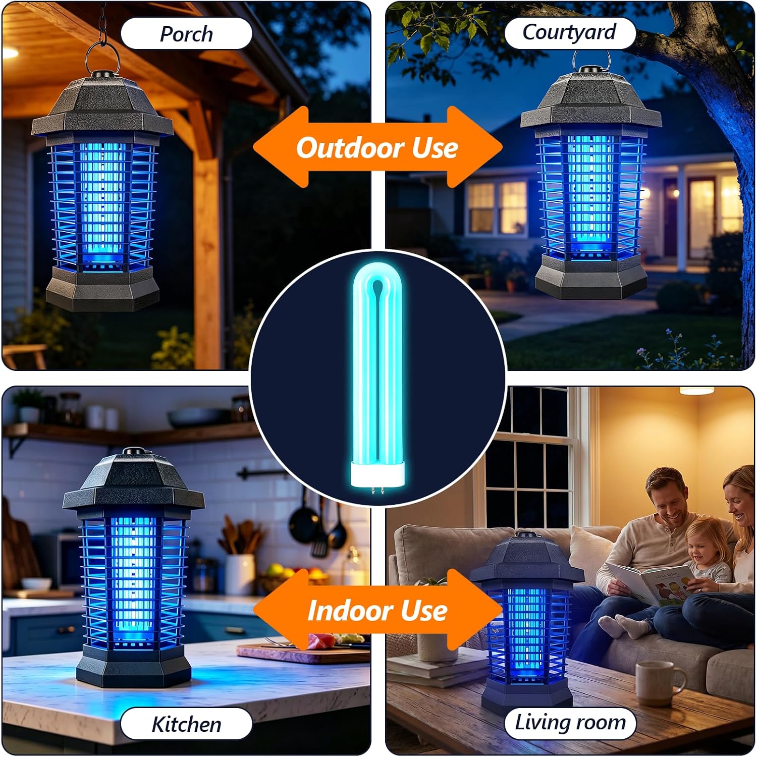 Bug Zapper Light Bulb Replacement For 15W Bug Zapper With 4-Pin Base, Ful 15W-Bl U Shaped Twin Tube Bulb For Outdoor Mosquito Zapper, 2 Pack