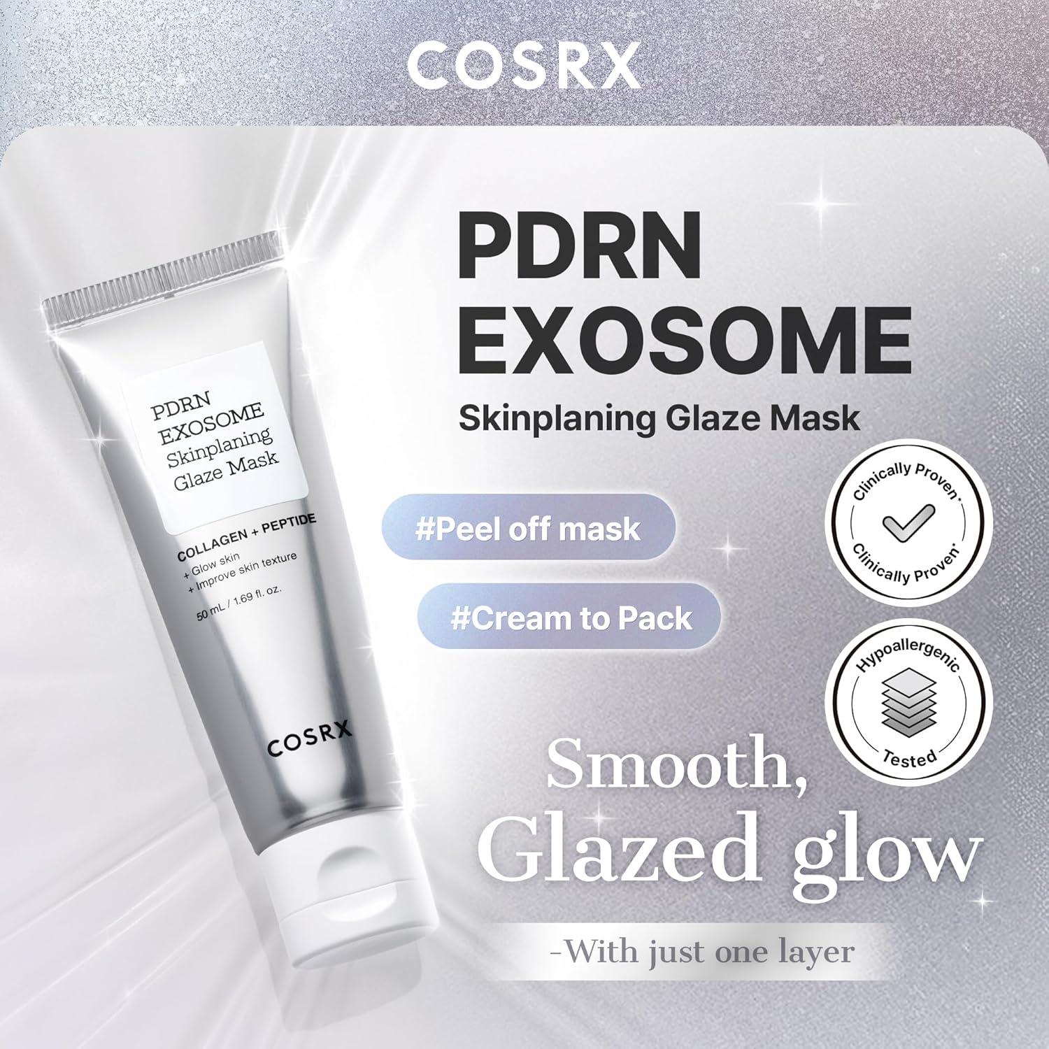 COSRX PDRN EXOSOME Glaze Wrapping Mask with SALMON DNA PDRN, Instant Glow, Easy Peel-Off Overnight Mask for Glass Skin, Firmness, Elasticity & Skin Texture Care, Mothers day gifts Korean Skin Care