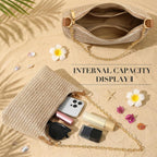 Beach Bags for Women Summer Straw Purse Boho Woven Shoulder Bag Crochet Purse Vacation Tote Handbag
