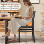 Dining Chairs Set Of 4, Rustic Wood Dining Room Chairs With Thickened And Strengthened Metal Steel Frame & Slat Back, Modern Farmhouse Chair For Kitchen, Dining Room (4, Dark Black)