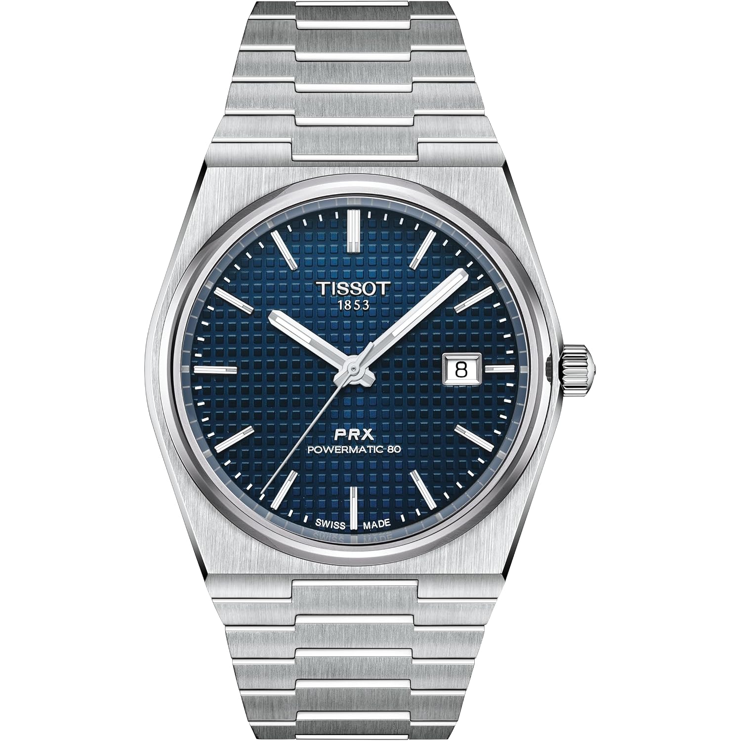 Tissot Prx Swiss Automatic Watch For Men, Blue Dial, Stainless Steel, 40 Mm Case, T1374071104100