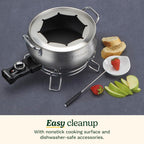 Cuisinart Fondue Pot Set, 3-Quart Stainless Steel Electric Fondue Pot for Chocolate, Cheese, Broth, and Oil, Includes 8 Forks, Temperature Control, Nonstick Interior, Dishwasher Safe, CFO-3SSNAS