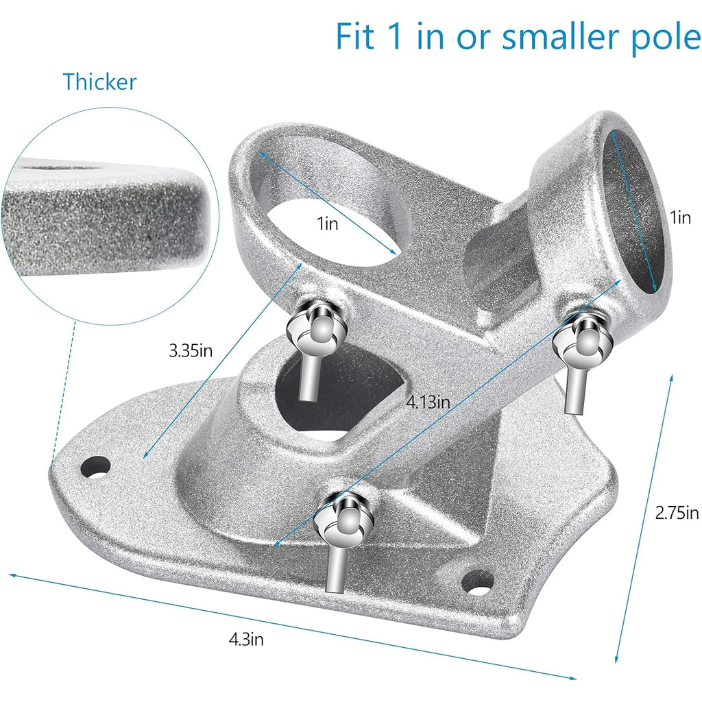 Flag Pole Holder For Outside House, Heavy Duty Flag Pole Mounting Bracket, Aluminum Metal Flagpole Mount With Stainless Hardware For Outdoor, Strong And Rust Proof, 1" Inner Diameter (Silver-1Pack)