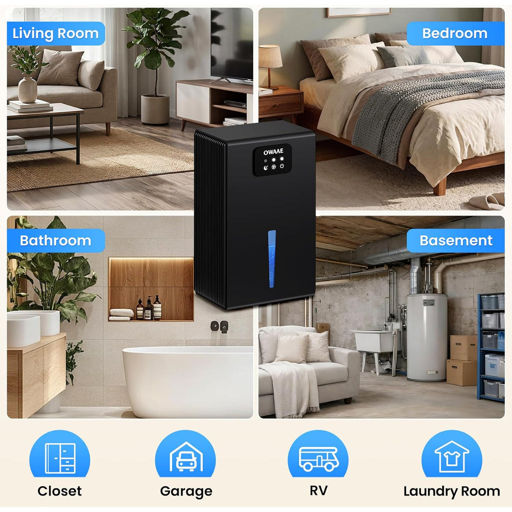 Dehumidifier, 1000 Sq.Ft Quiet Dehumidifiers For Home Bedroom Basement Bathroom With 95Oz Water Tank, Sleep Mode Auto Shut-Off 7 Colors Led Light, Black