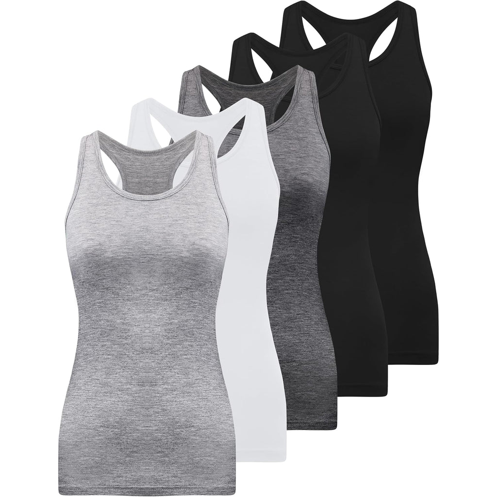 5 Pack Racerback Tank Tops for Women Sleeveless Workout Tank Top Ladies Undershirts Slim Fit Tanks Tops