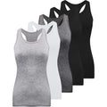 5 Pack Racerback Tank Tops for Women Sleeveless Workout Tank Top Ladies Undershirts Slim Fit Tanks Tops