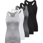 5 Pack Racerback Tank Tops for Women Sleeveless Workout Tank Top Ladies Undershirts Slim Fit Tanks Tops
