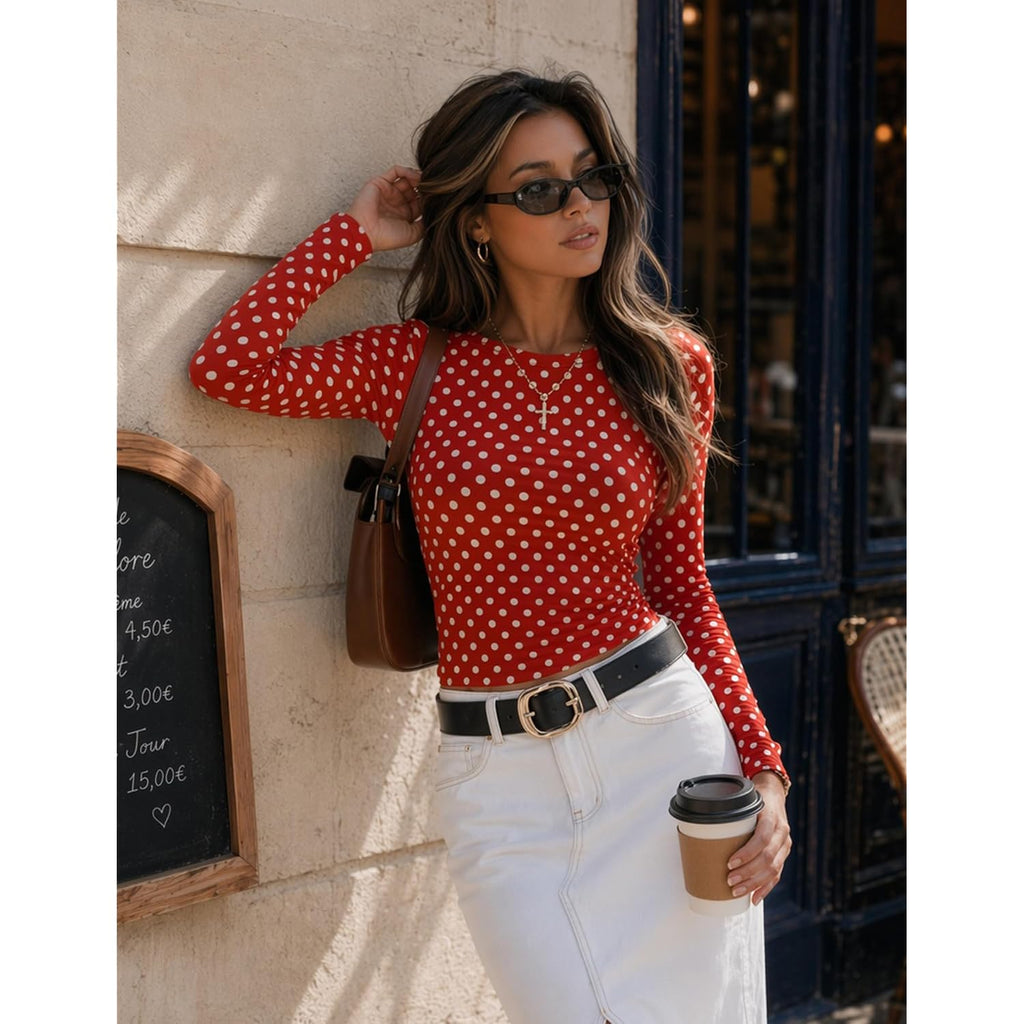 Zeagoo Women Long Sleeve T Shirts Crewneck Slim Fit Tops Going Out Fall Fashion Basic Tee