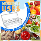 Large Ice Chilled Condiment Caddy，Chilled Condiment Containers Server with Lids for 5 Removable Compartments (2.5 cup)，Serving Platters, Fruit & Garnish Tray for Party Supplies & Bar Accessories