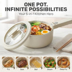 Ceramax Pro 1.5L Electric Hot Pot With Lid & Steamer | Adjustable Temp, Non Toxic Ceramic Cooker Skillet For Ramen, Eggs, Pasta For Dorms, Camping, Rv - New Improved 2026 Model