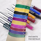 KYDA 10 Colors Matte Metallic Lip Gloss Set, Green Lipstick Metallic Lipstick Set, Non-Stick Cup Long Wear Lip Glaze, High Pigmented Lipstick Cosmetic Gift Kit for Glossy and Full Matte Lip Gloss