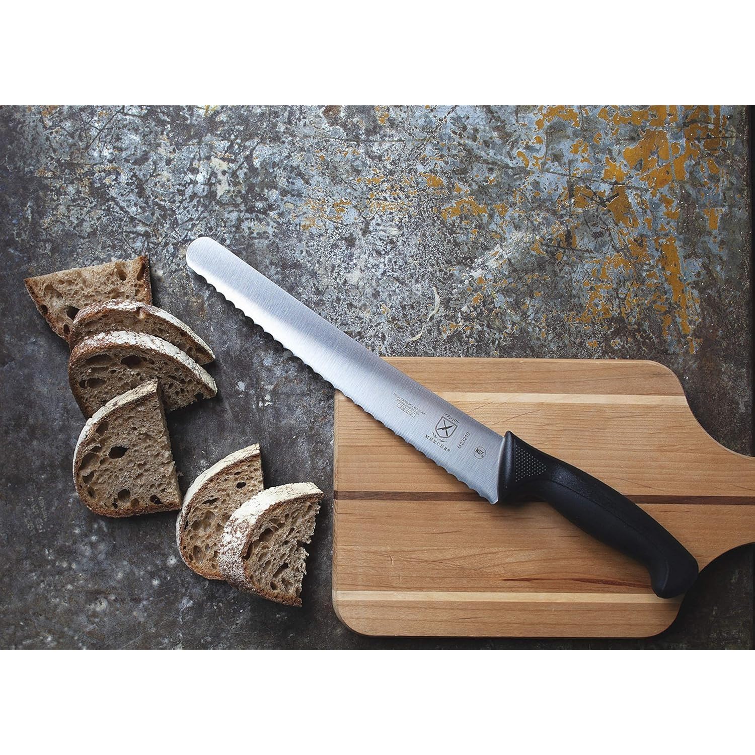 Mercer Culinary M23210 Millennia Black Handle, 10-Inch Wide Wavy Edge, Bread Knife