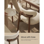 Vasagle Wooden Dining Chairs Set Of 2, Upholstered Kitchen Chairs With Solid Wood Legs, Ergonomic Curved Backrest, Built-In Handle, Mid Century Modern, For Kitchen Dining Vanity, Cappuccino Beige