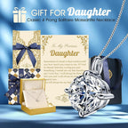 Beam & Bask Adult Daughter Necklace from Mom Dad, Birthday Wedding Graduation Pendant for Daughter from Mother Father, Silver Moissanite Jewelry for Her