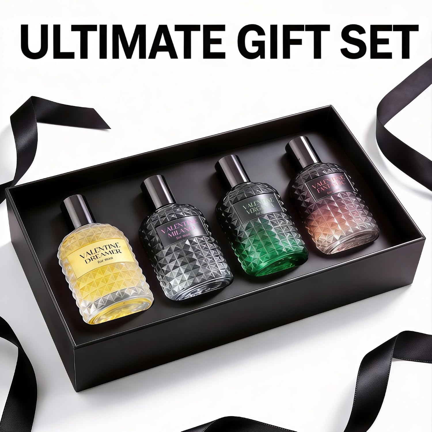 Valentine Cologne 4Pcs/50Ml*4 Eau De Parfum Set For Men Floral&Woody Fragrance Combo Men'S Gift Box