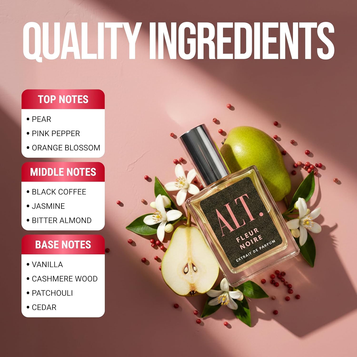 Alt. Fragrances Fleur Noire - Inspired By Blk Opiu.M Perfume For Women, Extrait De Parfum, Long Lasting Fragrance With Coffee, Jasmine & Vanilla Notes, 60Ml