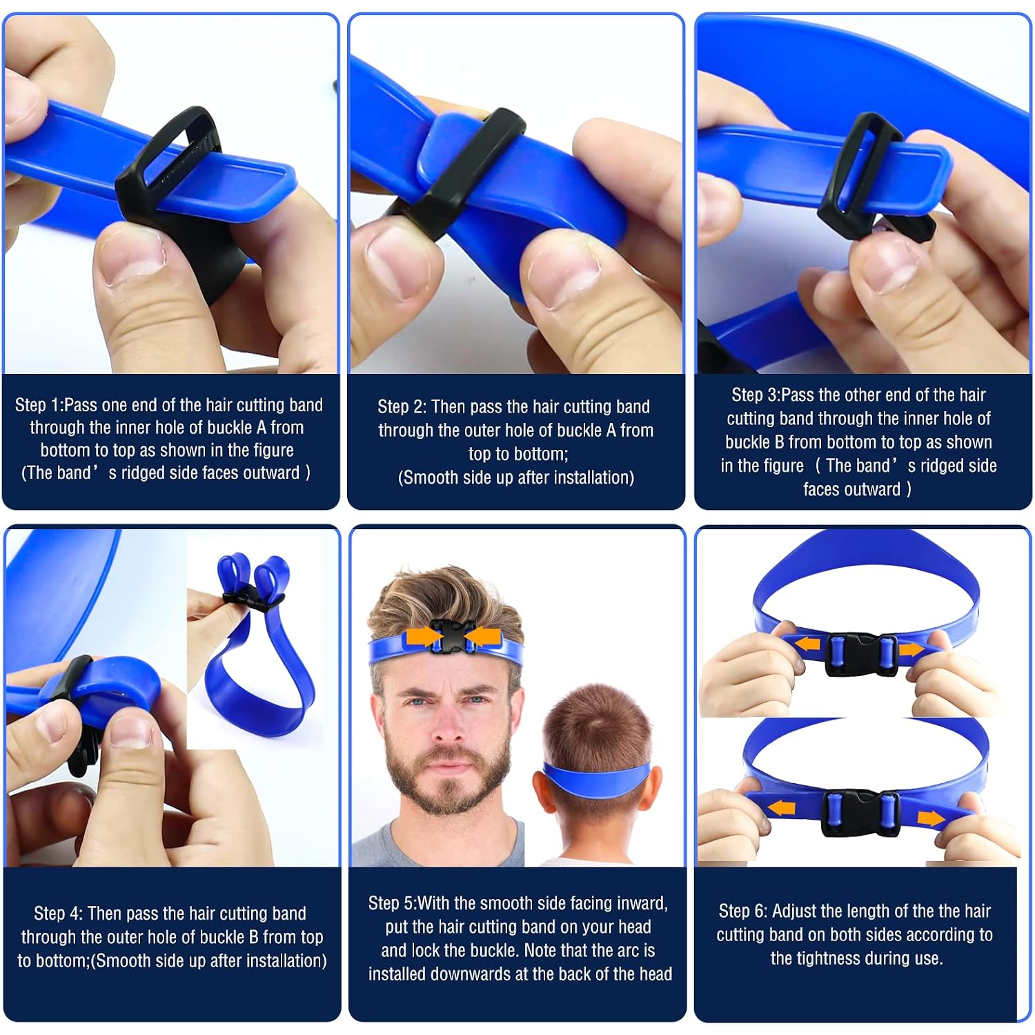 Neckline Shaving Template And Adjustable Hair Trimming Guide, Blue | Diy Self Haircutting System, Clean And Straight Neck Hairline, Soft Portable, Blue