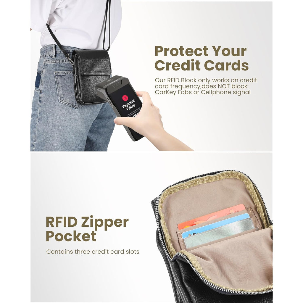 befen Genuine Leather Crossbody Bags for Women, Cell Phone Cross body Purse Bag with RFID Blocking Card Slots